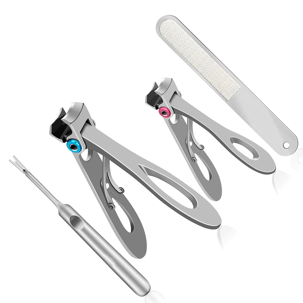 Set Tagliaunghie Tagliaunghie con Apertura A Mascella Larga Tagliaunghie per Unghie E Unghie dei Piedi in Acciaio Inossidabile con Lima per Unghie per Uomini Donne Anziane,Silver