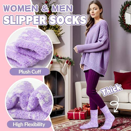 Fuzzy Slipper Socks Thick Fluffy Warm Winter Cozy Plush Soft Sleep Home Socks for Women Men3