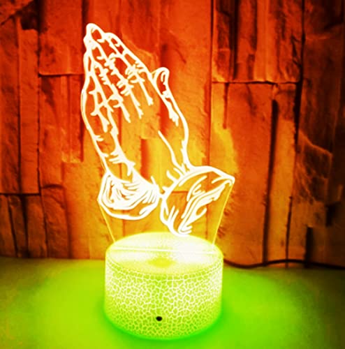 Lámpara de Mesa Ilusión 3D de Mano Orante Multicolor miniatura 4
