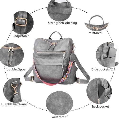 Image of Women's Fashion Backpack Purse for Women Leather Multipurpose Design Ladies Shoulder Bag Travel bag Satchel Handbags