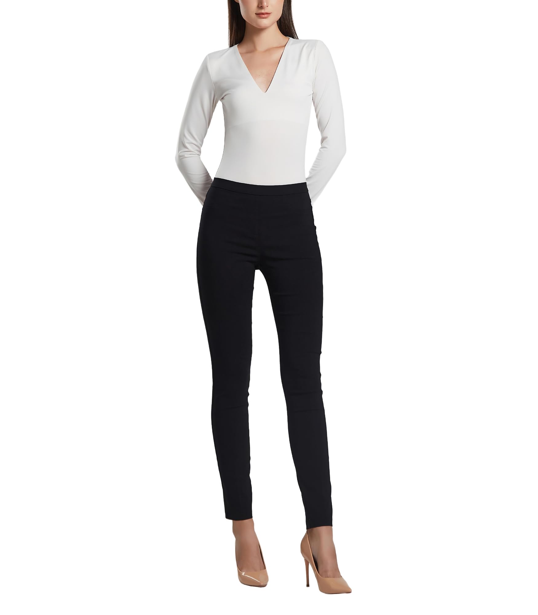 SANDY SID Womens Pants Skinny Leggings Small Size Slim Fit Mid Rise Stretch Ankle Length Trousers Work Slacks