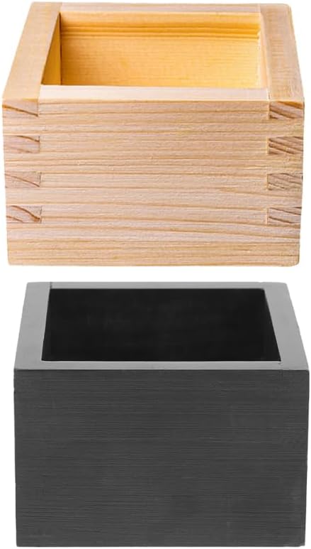 2 cajas cuadradas de sake japonés pequeña caja de madera sin cubierta