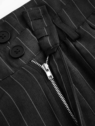 CIDER Womens Pants Striped Pleated Wide Leg Trousers Office Business Casual Mid Waist Button Pants for Women3