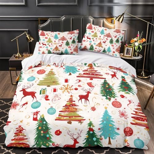 Housse de couette Noël microfibre résistante aux lavages lit king size
