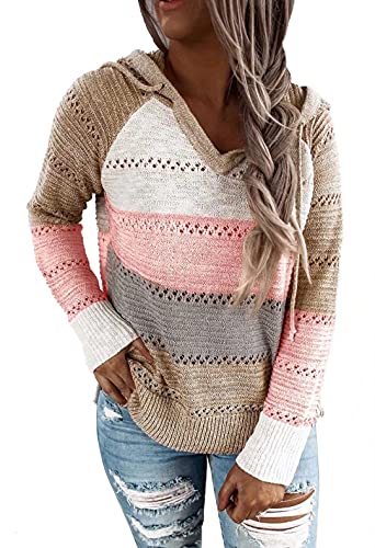 JOCAFIYE Womens Fashion V Neck Knit Sweater Cute Fall Fashion Hoodies Long Sleeve Casual Sweatshirts Tops Khaki S JOCAFIYE Womens Fashion V Neck Knit Sweater Cute Fall Fashion Hoodies Long Sleeve Casual Sweatshirts Tops Khaki S