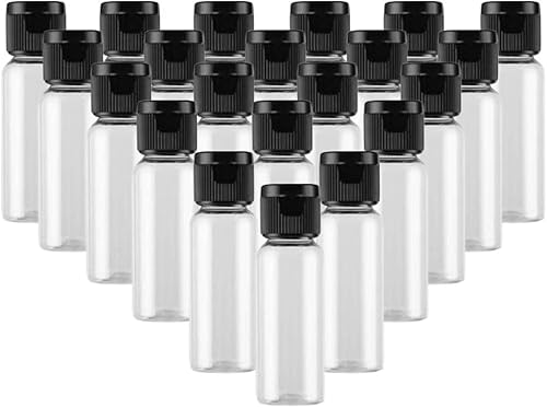24 botellas vacías de plástico transparente de 0.5 fl oz/0.5 onzas, recipientes de cosméticos de viaje, frascos con tapa abatible, perfecto para