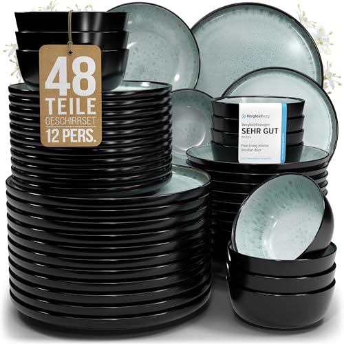 Steingut Geschirrset 12 Personen Ibiza 48 tlg. TESTSIEGER, Traumhaftes Mediterranes Steingut Geschirr Set, Schüssel- und Teller Set, Tafelservice 12 Personen, Geschirrsets Pure Living in Salbeigrün Steingut Geschirrset 12 Personen Ibiza 48 tlg. TESTSIEGER, Traumhaftes Mediterranes Steingut Geschirr Set, Schüssel- und Teller Set, Tafelservice 12 Personen, Geschirrsets Pure Living in Salbeigrün