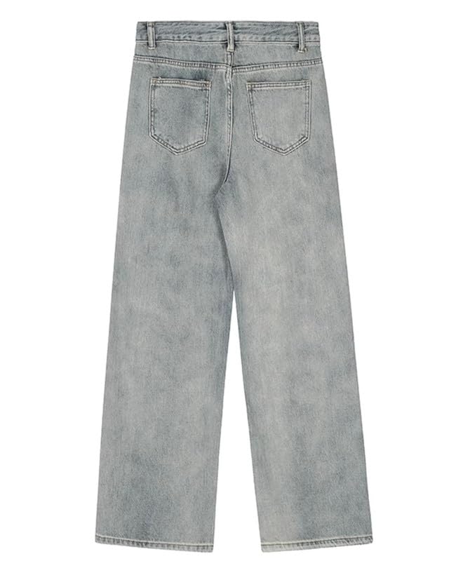 Y2K Baggy Pants for Women Girls Cute Star Patchwork High Waisted Straight Leg Jeans Casual Goth Clothes4