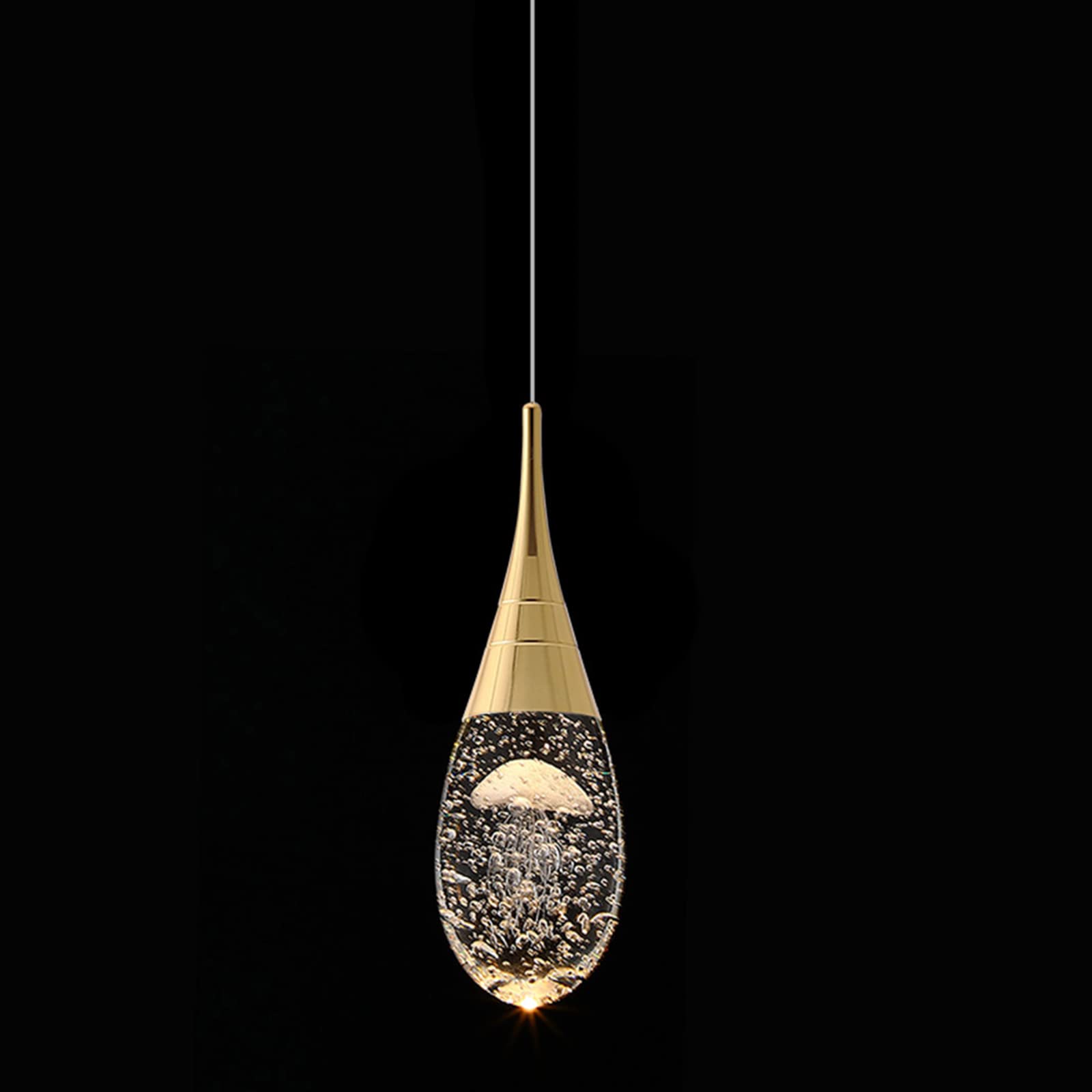 Crystal Pendant Light Fixture: Modern Gold Mini Hanging Ceiling Lights for Kitchen Island Bathroom