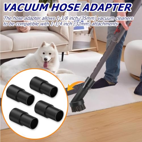 Image of 4 Packs Vacuum Hose Adapter, 1-3 /8 inch to 1-1 /4 inch (35mm to 32mm), Compatible with 35mm OD Tubes & 32mm ID Vacuum Attachment