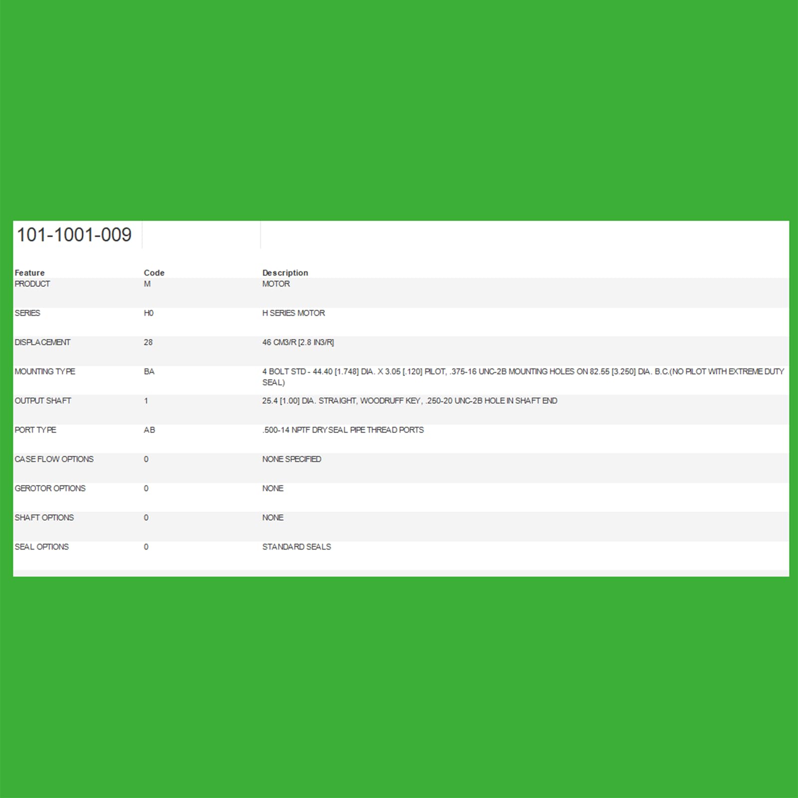 dertgmlm New Hydraulic Motor 101-1001-009 Fits for Eaton Char-Lynn H Series