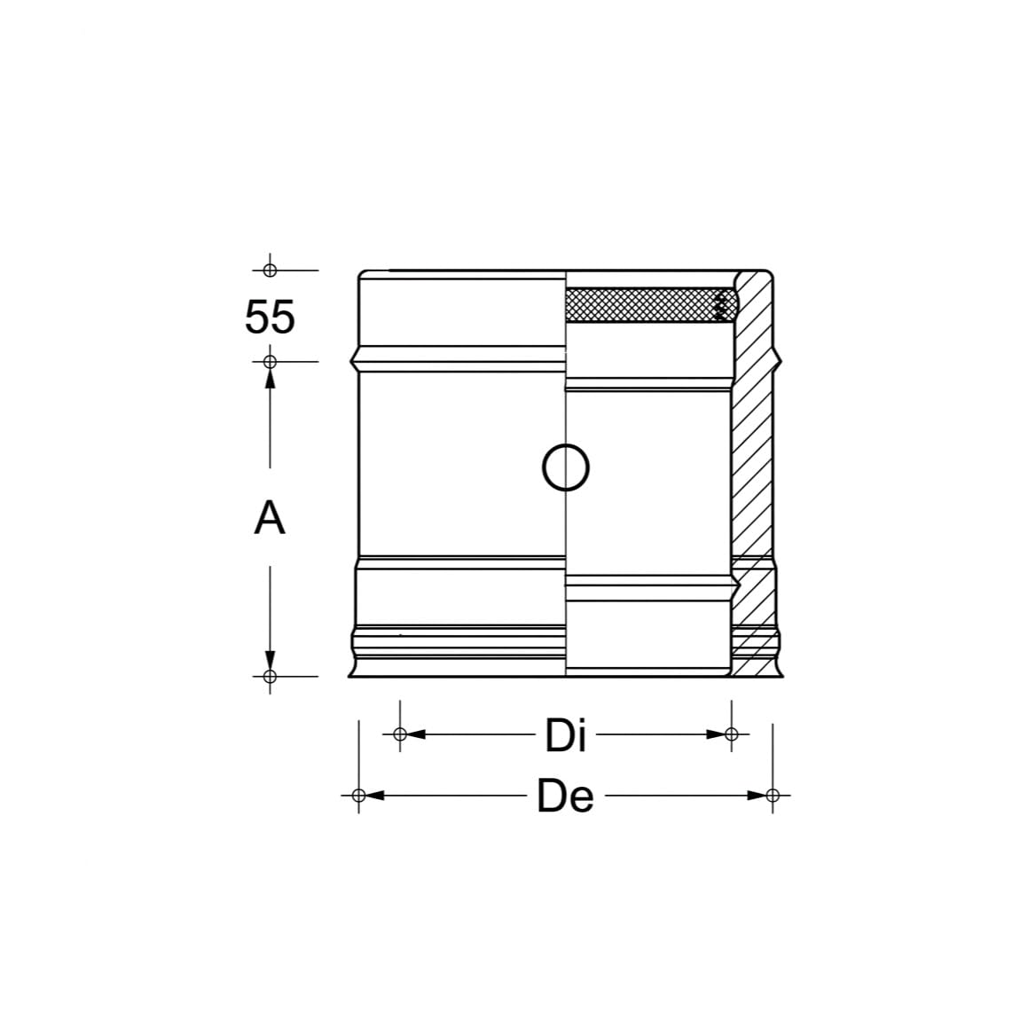 MAKA Modulo Prelievo Fumi Canna Fumaria Doppia Parete Rame Ø 130 mm