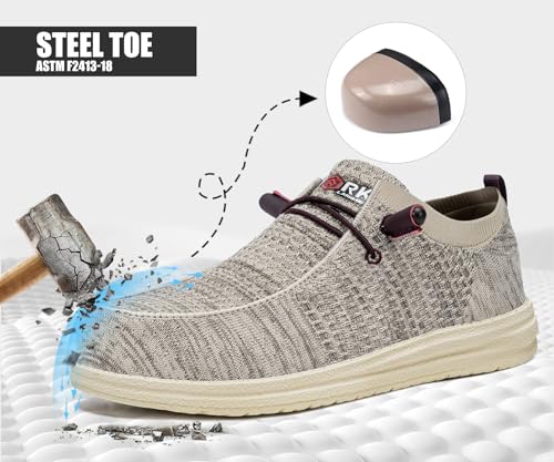 Image of LARNMERN Slip On Steel Toe Shoes Men Loafers Work Safety Tennis Sneakers | Lightweight, Comfortable, Walking, Wide, Hands Free, Lounging, House, Mechanic, Construction, Casual, Dress, Office, 0utdoor