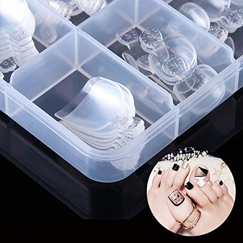 Buqikma 100Pcs Fake Toenail Tips Acrylic Nail Art Toe Decoration Clear Full Cover Artificial False Toe Nail Tips with Box for Nail Salons and DIY Nail Art
