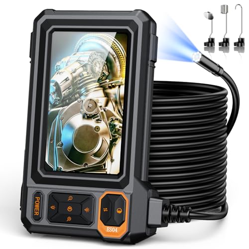 Image of Endoscope Borescope Camera with Light, 4.3 inch IPS 1920P HD Inspection Camera | AukonVee IP67 Waterproof 7.9mm Probe, 8 Adjustable LEDs, 50ft Semi-Rigid Snake Cable for Pipe, HVAC, Automotive & Sewer