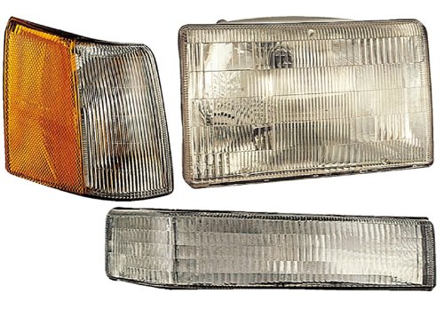 HEADLIGHTSDEPOT Halogen Headlight Compatible With Jeep Grand Cherokee 1997-1998 Includes Right Passenger Side Headlamp 3-Piece Set w Signal and Corner Light