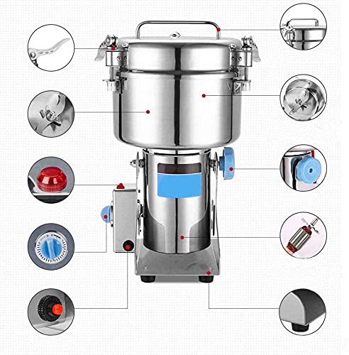 ywewsq Getreidemühle 2000G Schwingtyp Gewürznuss- und Kaffeemühle 4100W Hochgeschwindigkeits-Edelstahlmühle mit 32000 U… – Bild 4