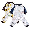 Oncpcare 2 Pack Dog Pajamas, Soft Cotton Dog Nightclothes, Cozy Adorable Shirt Pet Clothes Jumpsuit Pjs Sleepwear for dogs puppy cats