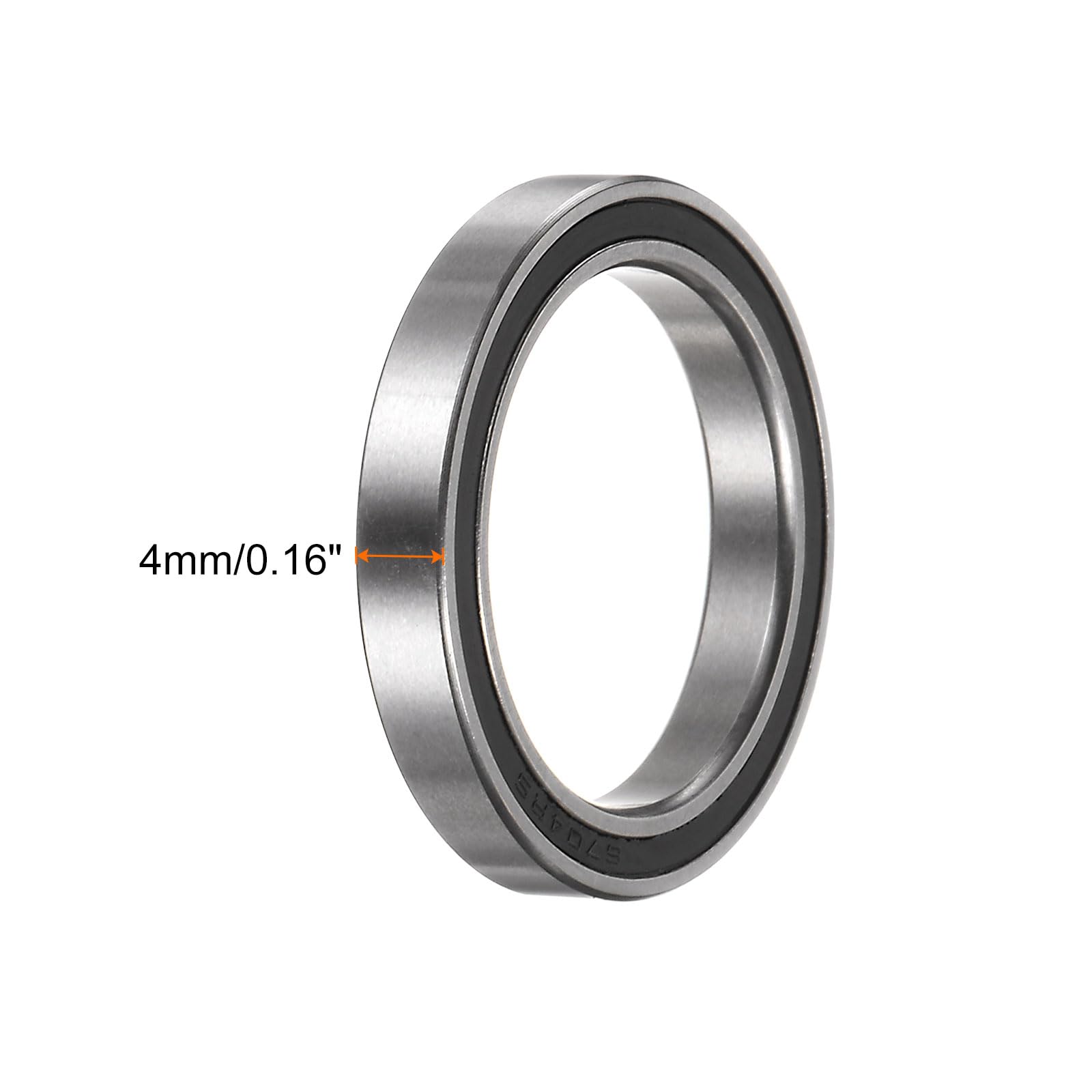 sourcing map 6704-2RS łożyska kulkowe zwykłe, 4 sztuki 20 x 27 x 4 mm Z2 podwójnie gumowane łożyska ze stali chromowanej, czarne