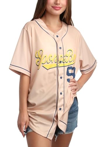 Nickelodeon Camisa feminina de beisebol Bob Esponja Calça Quadrada - Camisa Uniforme Moderna Novidad
