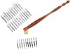 Gullor Oblique Calligraphy Dip Pen Nib Holder, Removable Nib Pen Handle Stand with 33 Nibs, Brown