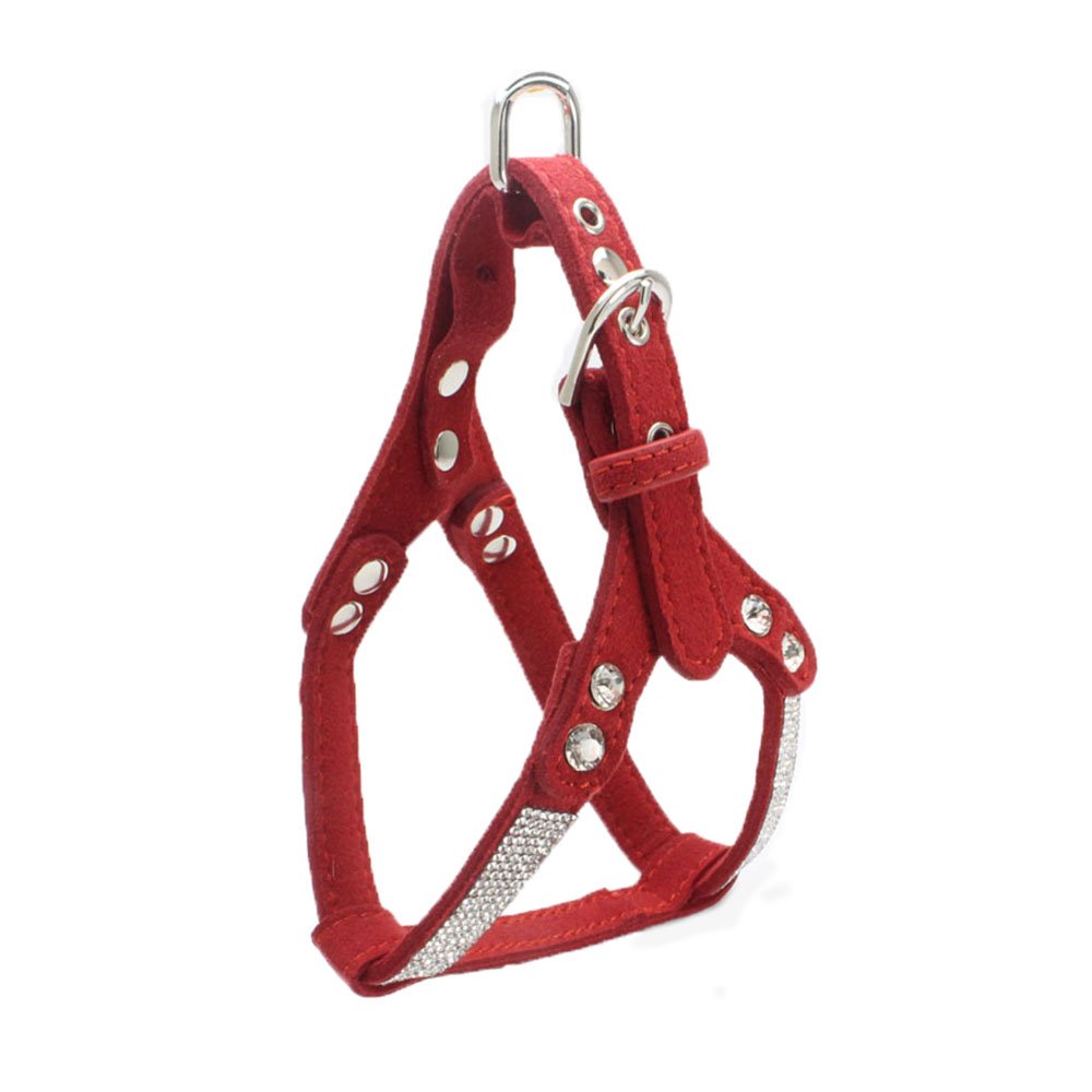 Newtensina Fashion Dog Harness with Diamante Bling Cute Dog Harness Puppies Harness for Dogs - Red - M