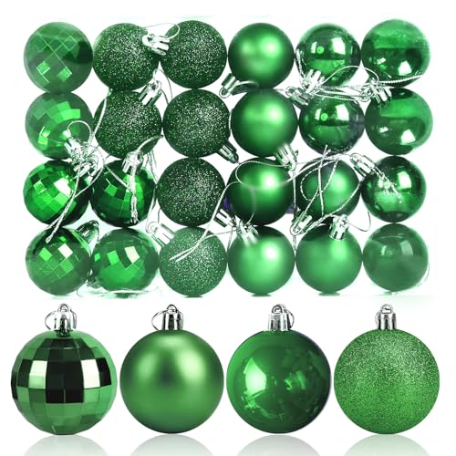 24 Stück Weihnachtskugeln 4cm Weihnachtsbaum Grün, Christbaumkugeln...