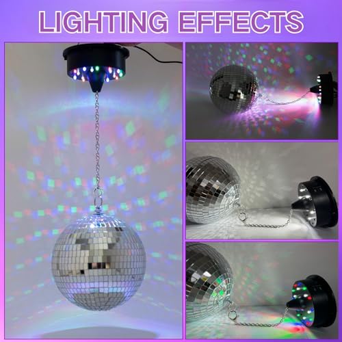Moteur rotatif pour boule miroir disco télécommandé avec éclairage LED RVBW