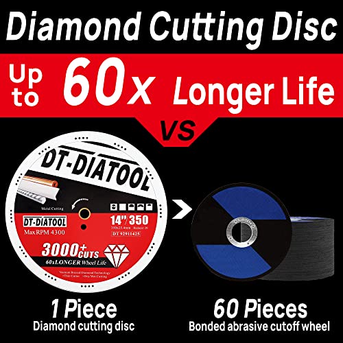 Dt-Diatool 14 Inch Diamond Blade Metal Cutting Cut Off Wheel 14 X 1" For Steel Iron Rebar Metal Profiles Aluminum #TOP2