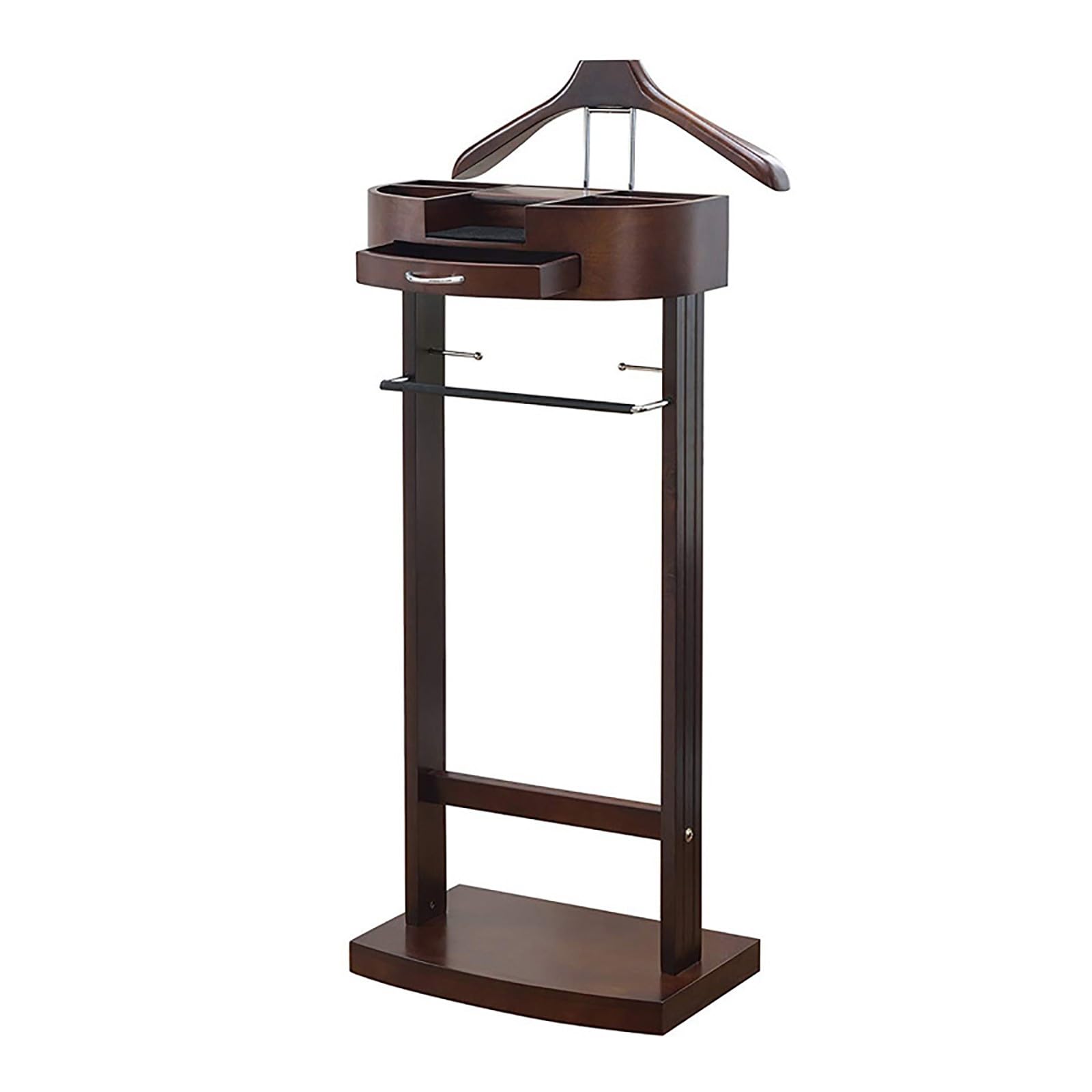 Valet Stand multifonctionnel, porte-vêtements en bois massif avec base et support de pantalon Valet Stand,Valet de vêtements debout au sol