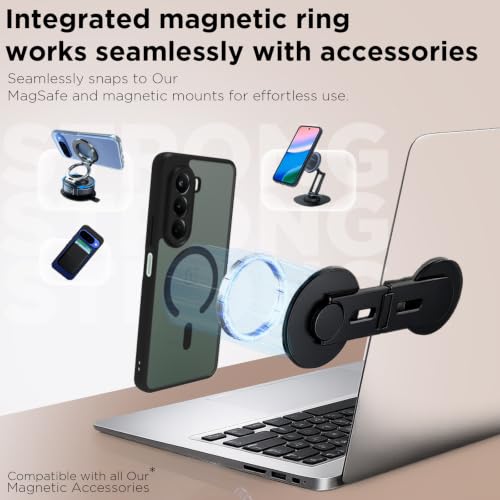 Image of RIGGEAR Shockproof Sleek Hybrid Armor Magnetic Back Cover Case Compatible with MagSafe Accessories for OnePlus Nord CE6 Lite 5G (Smoke Black Matte PC + Black TPU Bumper)