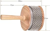 Vista 3 de Heysland Cabasa de madera instrumento musical de percusión de metal con cuentas de cadena y cilindro Pop Hand Shaker para banda educación musical