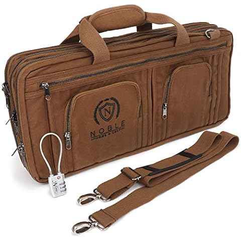 Waxed Canvas Chef Knife Bag Holds 19 Knives PLUS Knife Steel Meat Cleaver and Large Storage Compartments! Our Most Durable Professional Line Knife Carrier Includes Custom Padlock! (Bag Only) (Khaki) Cover