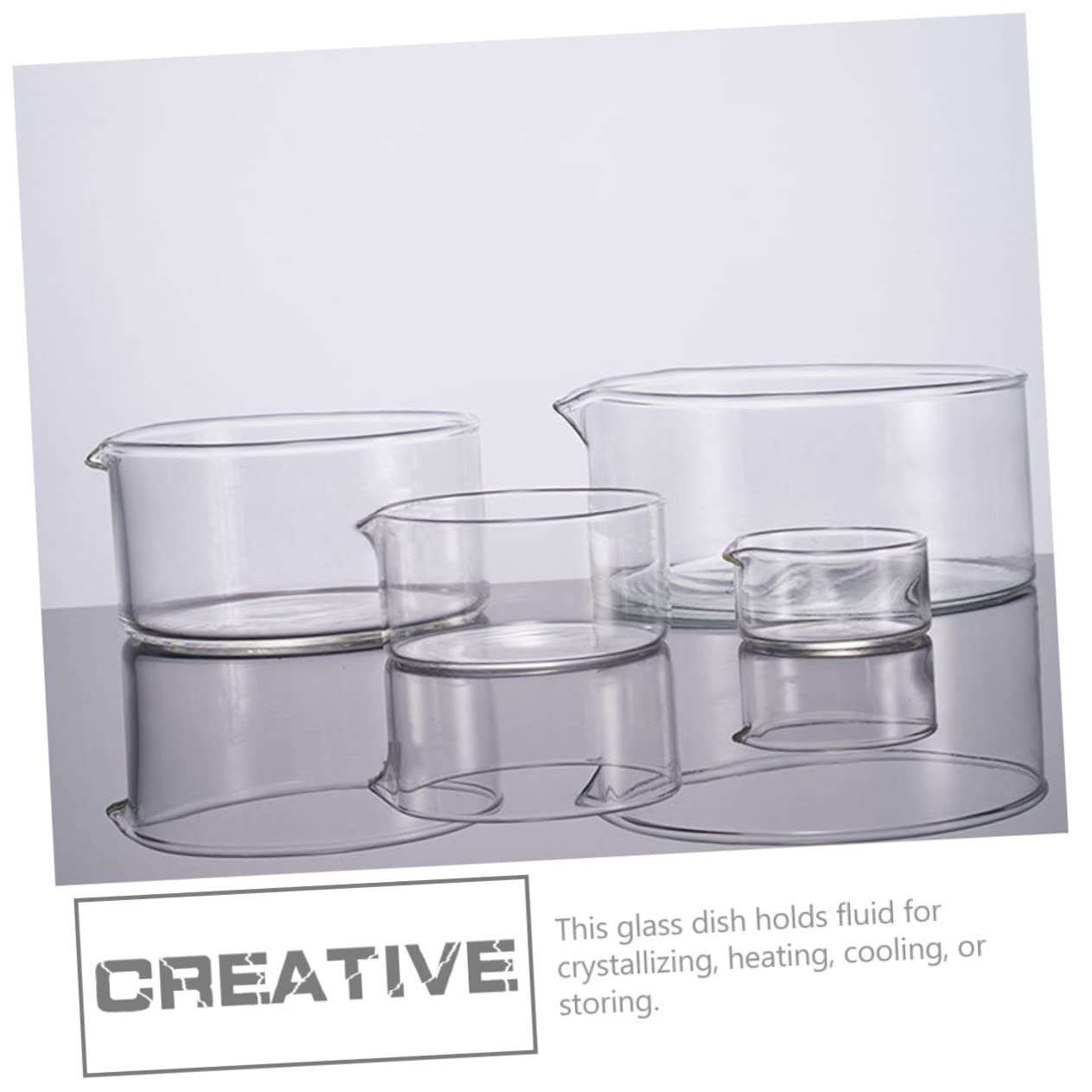 2pièces Récipient Verre à Fond Plat Pour Cristallisation Avec Bec Verseur Outil Évaporation Verre De Laboratoire