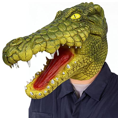 Masque crocodile en latex pour adulte - Masque de carnaval - Masque en latex pour reptiles aquatiques prédateurs Cover