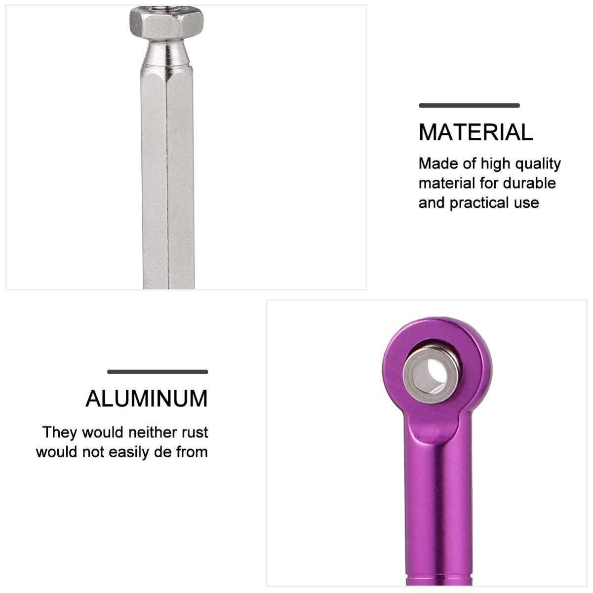 GARVALON 6pcs 88mm Aluminum Alloy Steering Rods Pull Rods for Turnbuckle Linkage