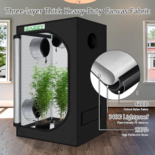 Image of zazzy Hydroponic Grow Tent, 24 inchx36 inchx60 inch Reflective Mylar Grow Tent