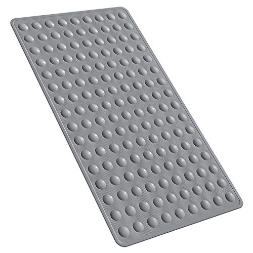 OTHWAY Non Slip Bathtub Mat,Rubber Baby Bath Tub Shower Mat with Strong Suction Cups,Soft Bubble Bath Mat for Bathroom Tub,XL Bath Mat 28x16 inches Durable and Machine Washable(Grey)