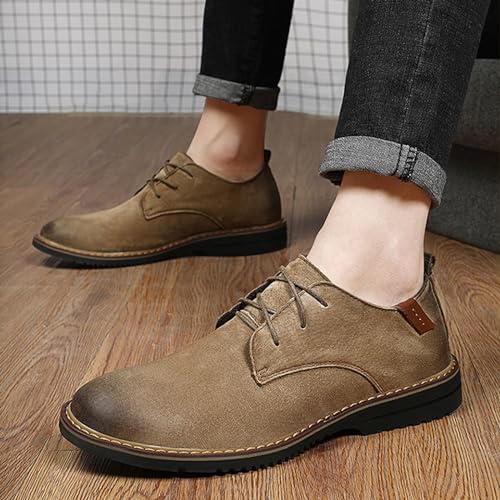 Men's Classic Lace Up Oxfords,Casual Leather Comfort Dress Shoes British Business Wing Tip Non-Slip Formal Shoes4