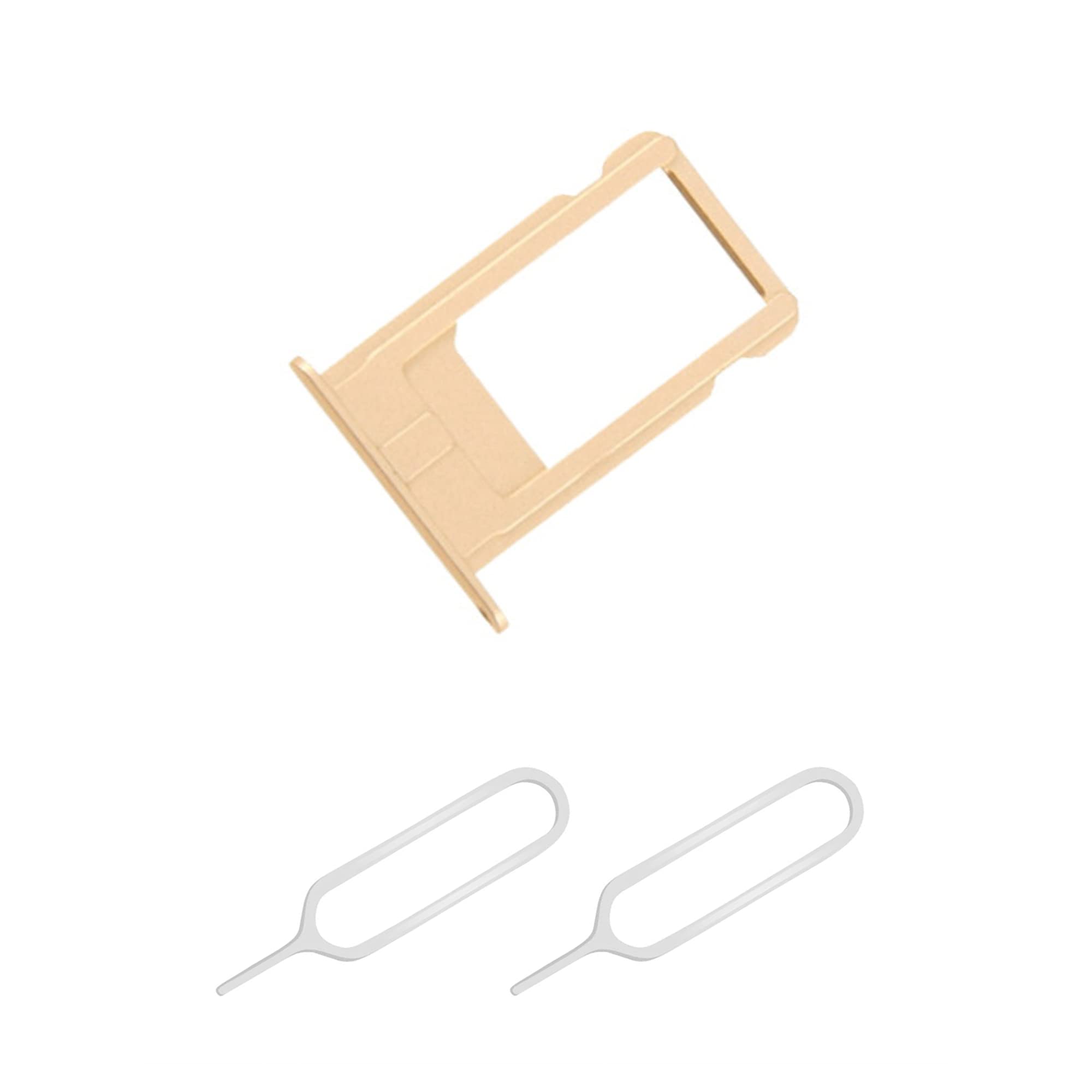 Replacement Single Sim Tray Card Slot for iPhone 6 with 2x Sim Pin Open Ejector Tool (iPhone 6, Gold)