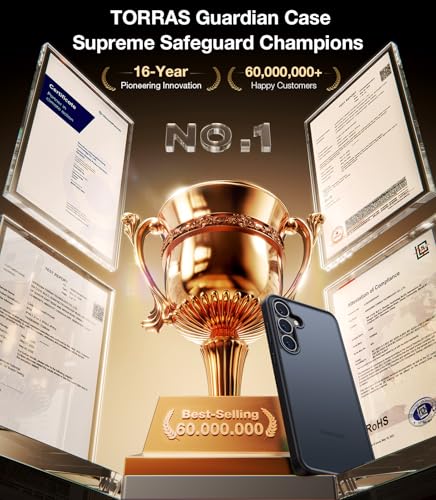 Image of TORRAS Guardian Shockproof for Samsung Galaxy S25 Plus Case, 12FT Military-Grade Protection, Slim Case for Samsung S25 Plus case, Matte Translucent Black, Thin, 6.7''