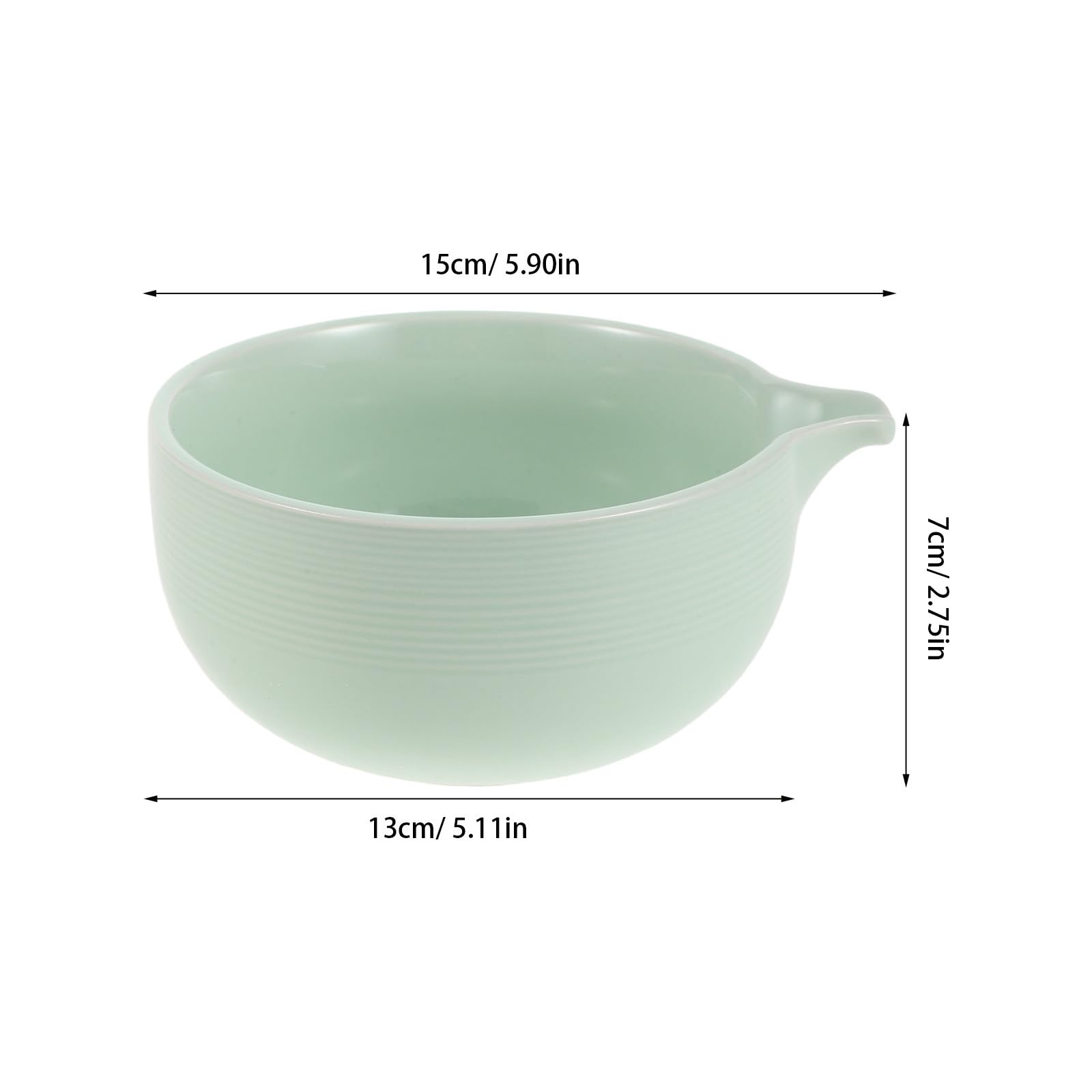 Ciotola Giapponese per Matcha con Beccuccio 550ml Ceramica | Verde, Bocca Ampia e Fondo Profondo, Lavabile in Lavastoviglie e Microonde, per Cerimonia del Tè