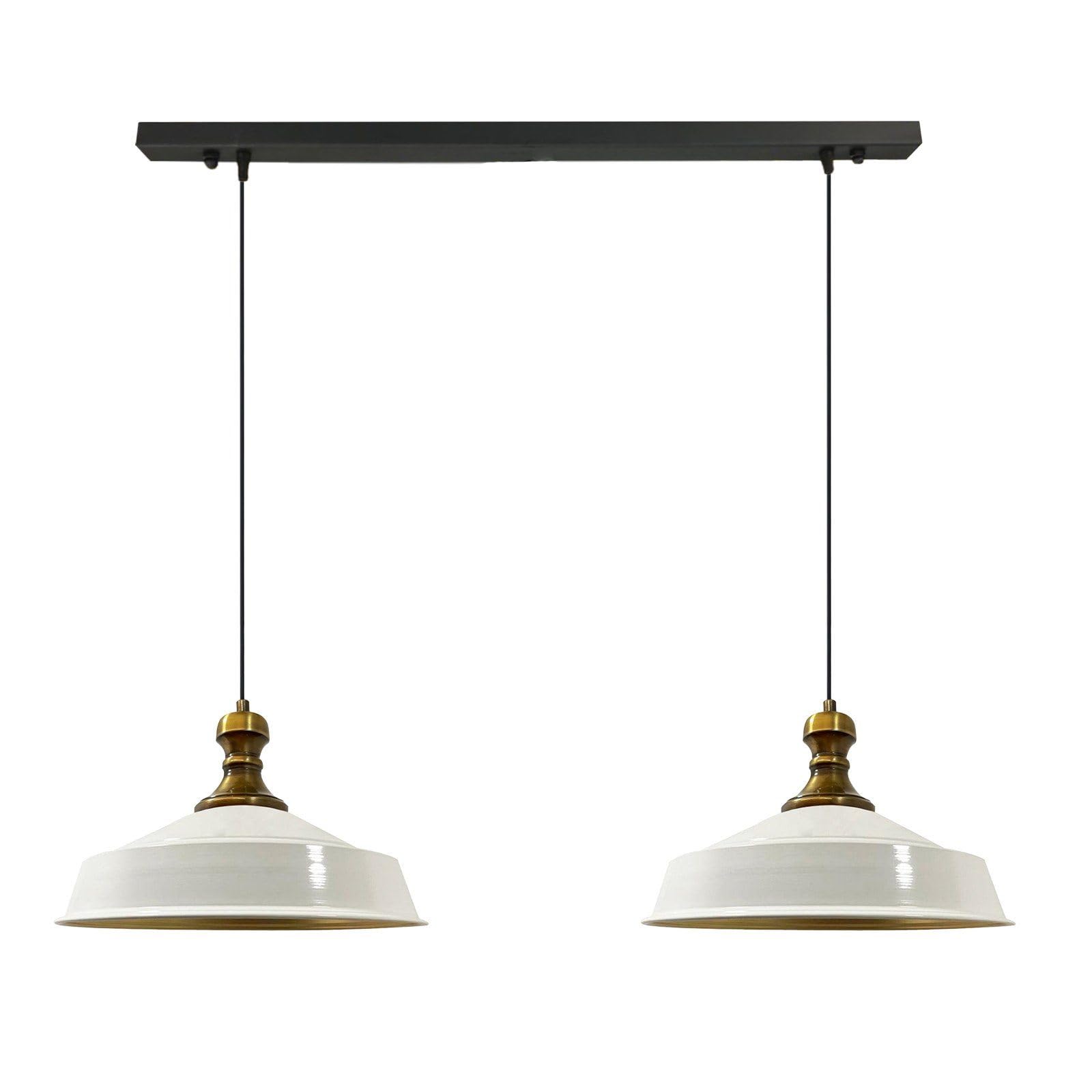 bamyum Asletl-Knob Pendelleuchte Esstisch Weiß 2 Flammig Metall 40cm, Hängelampe Esstisch Wohnzimmer, Hängelampe Industrial Vintage, Küchenlampe Vintage, Pendelleuchte Weiß