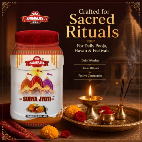 Image of Swarajya India Surya Jyoti Pooja Ghee | Pure and Sacred Offering for Rituals and Worship (1 Liter (Pack of 2))
