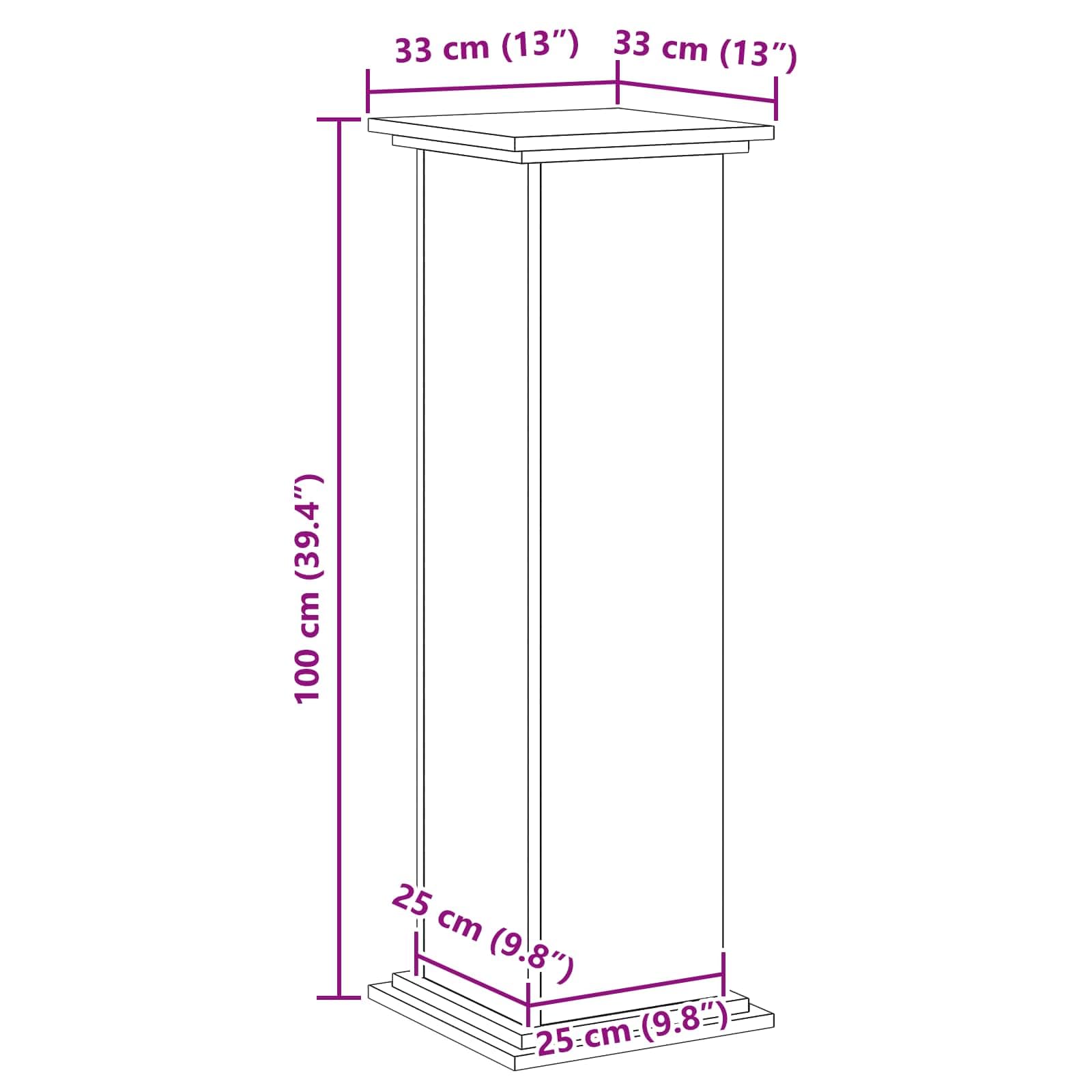 Soporte para plantas con aspecto de roble negro, 33 x 33 x 100 cm, resistente a la intemperie, material de madera, interior y exterior, versátil para balcón, terraza, jardín, salón