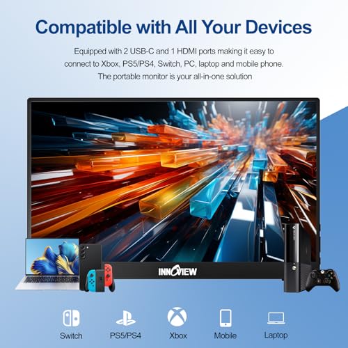 undefined InnoView Portable Monitor 15.6" 1080P Portable Monitors for Laptop with Protective Sleeve Built-in 90° Adjustable Stand USB C HDMI Ultra-Slim Portable Laptop Monitor for MacBook Phone PS Xbox Switch の商品画像 4