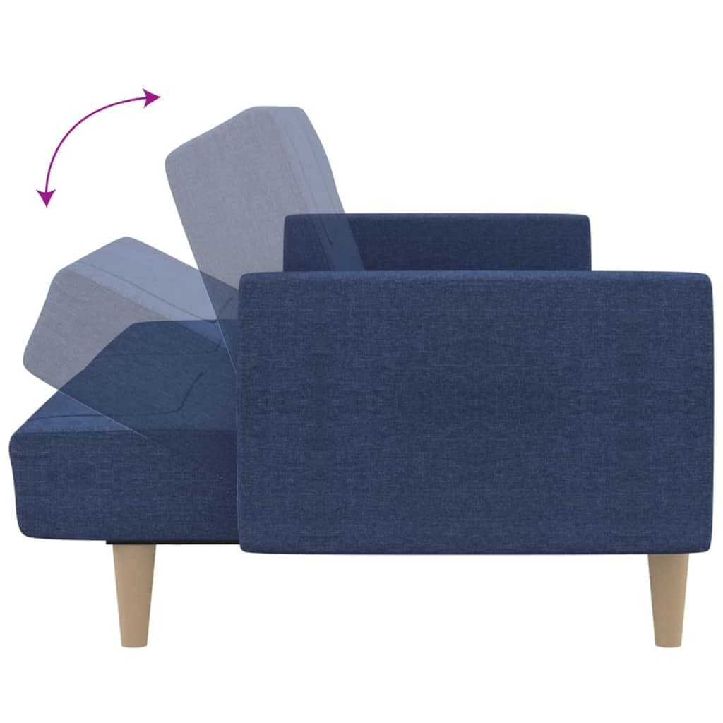 Sofá cama de 2 plazas, color azul, 220 x 100 cm, estructura de madera, fácilmente extensible como cama de 110 kg, diseño moderno para salón, habitación juvenil, oficina