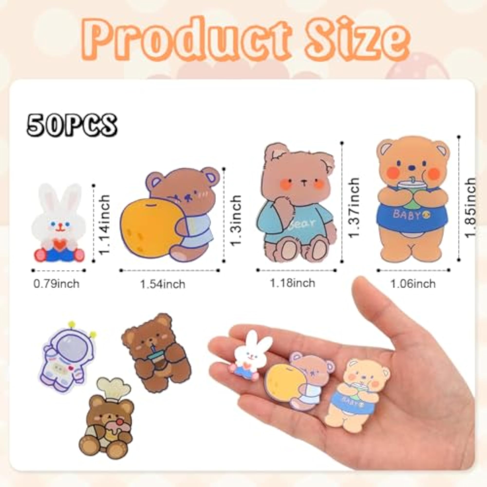50 Pcs Cute Cartoon Acrylic Bag Pins Set, Decorative Gifts