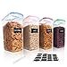 Vtopmart Cereal Storage Container Set, BPA Free Plastic Airtight Food Storage Containers 135.2oz for Cereal, Snacks and Sugar, 4 Piece Set Cereal Dispensers with 24 Chalkboard Labels