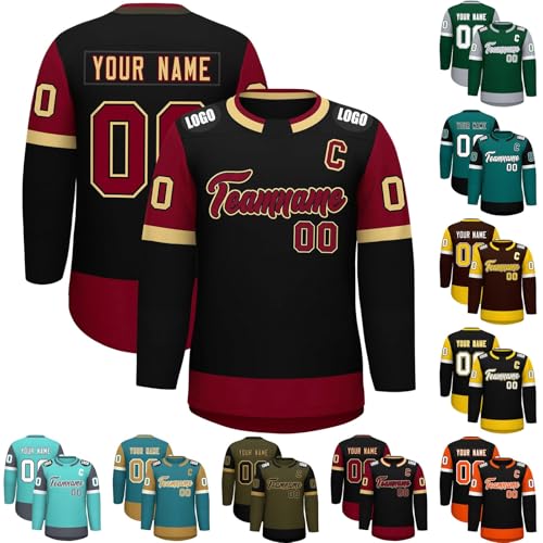 Camisetas de hockey sobre hielo personalizadas, diseña tu propia camiseta de hockey sobre hielo personalizada con tu nombre/equipo/número (FR/ES, Letras, Talla única, Regular, Regular, Estilo 5) Camisetas de hockey sobre hielo personalizadas, diseña tu propia camiseta de hockey sobre hielo personalizada con tu nombre/equipo/número (FR/ES, Letras, Talla única, Regular, Regular, Estilo 5)
